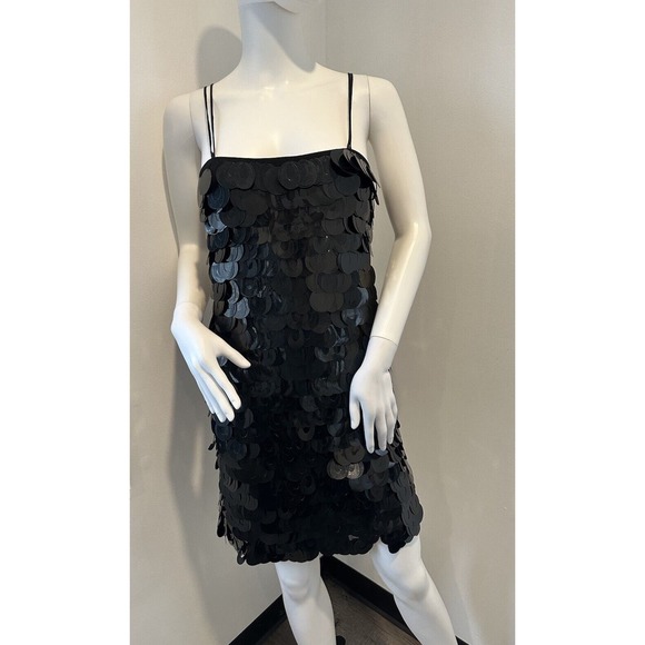 Poleci Black Sequin Mini Dress Multi-Strap Womens Sleeveless Size 4 - Picture 2 of 13